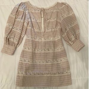 Vintage Lace Body Con Dress Puff Sleeves